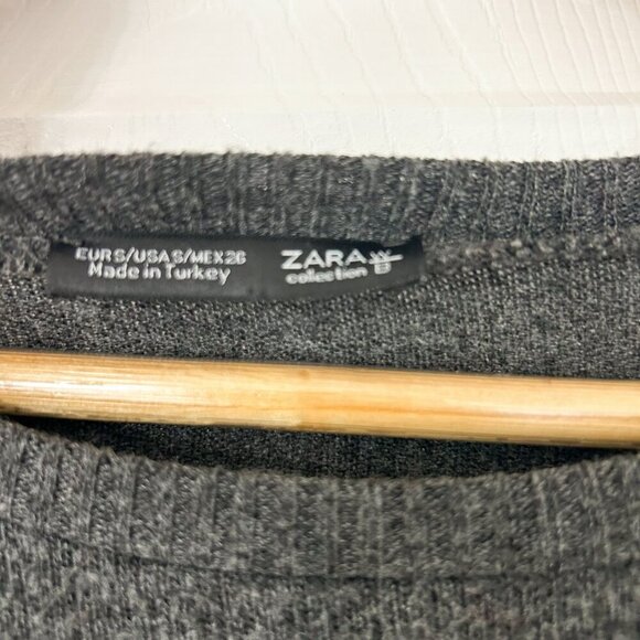 Zara Collection Oversized Charcoal Gray Knit Sweater Tunic Women’s Size Small - Picture 3 of 5